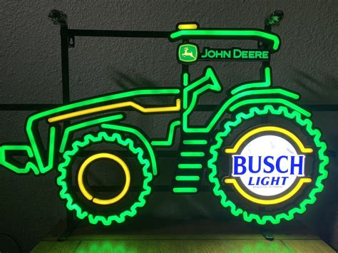 com ZZYA Shipping from USA, 17inch Buschs Light Neon Signs with Real Neon Glass Handmade, Beer Bar Pub, Grass Wall Neon Sign for Birthday Party, Decorative Light (17inchDeer V1, RT062) . . Busch light tractor neon sign